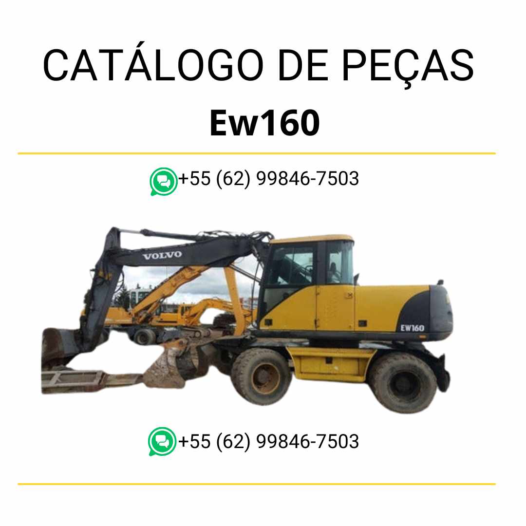 Catálogo de peças Volvo EW160 em PDF, com diagramas e códigos detalhados para manutenção de escavadeiras, em português.