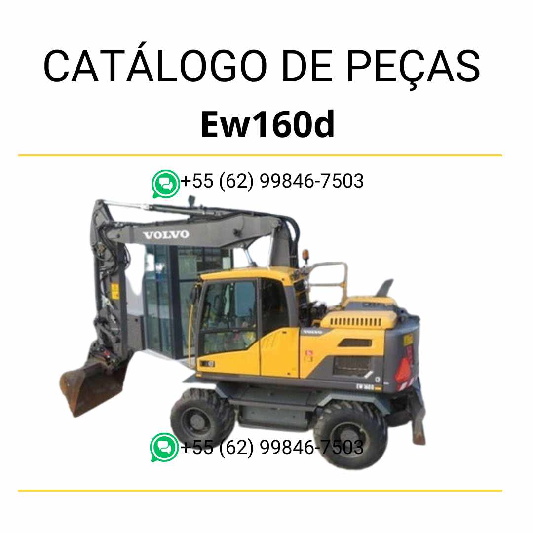 Catálogo de peças em PDF da escavadeira Volvo EW160D, com diagramas ilustrados e códigos em português para manutenção eficiente.