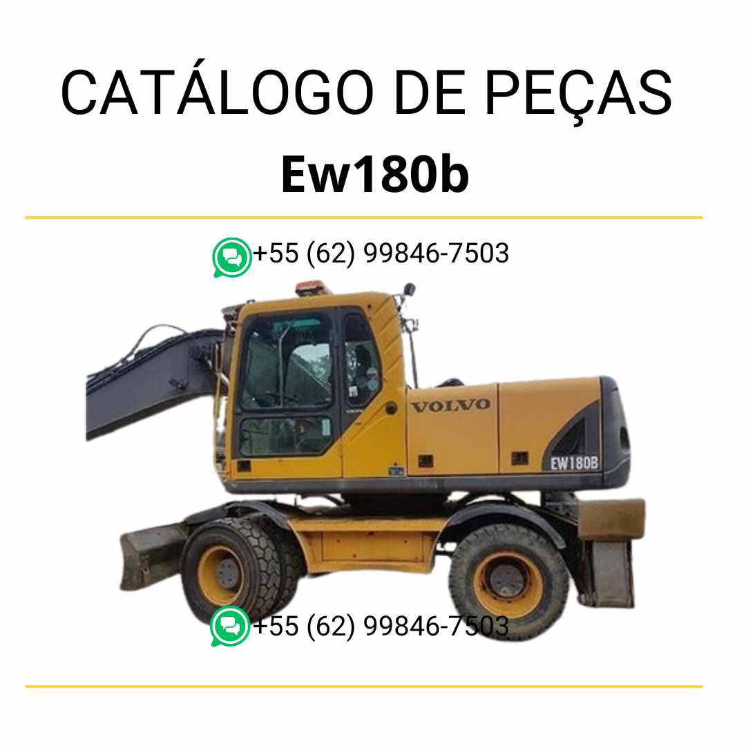 Catálogo de peças PDF da escavadeira Volvo EW180B com listas completas, códigos e diagramas técnicos em português.