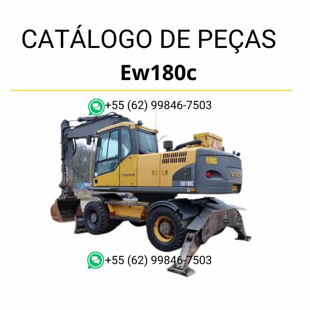 Catálogo de peças da escavadeira Volvo EW180C em PDF, com diagramas ilustrados, códigos de componentes e conteúdo em português