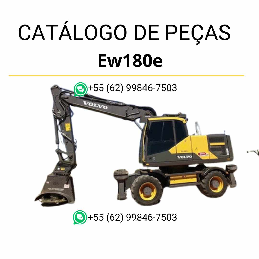 Catálogo de peças PDF para escavadeira Volvo EW180E em português, com códigos, diagramas e listas técnicas completas.