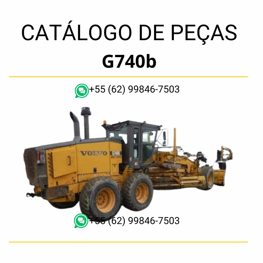 Catálogo de peças em PDF para motoniveladora Volvo G740B, com diagramas técnicos e conteúdo completo em português para manutenção detalhada