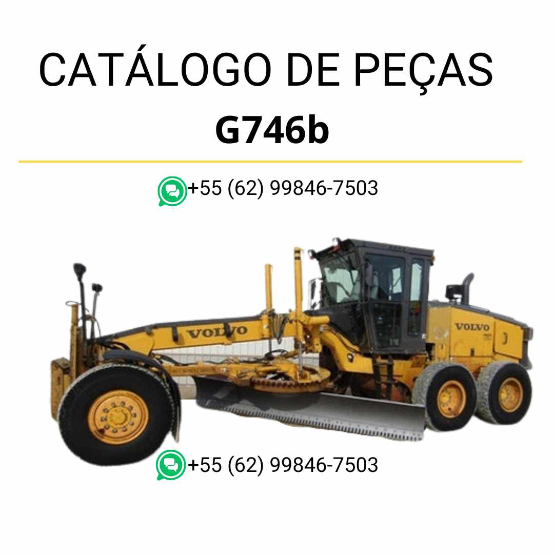 Catálogo de peças em PDF da motoniveladora Volvo G746B, com diagramas técnicos completos e conteúdo em português para manutenção precisa
