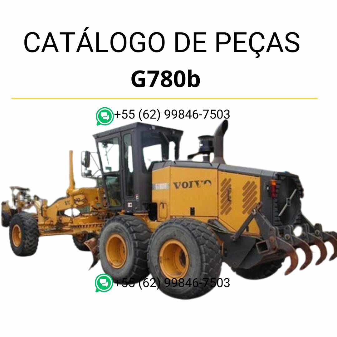 Catálogo PDF em português da motoniveladora Volvo G780B, com listas de peças, códigos e diagramas técnicos completos para manutenção