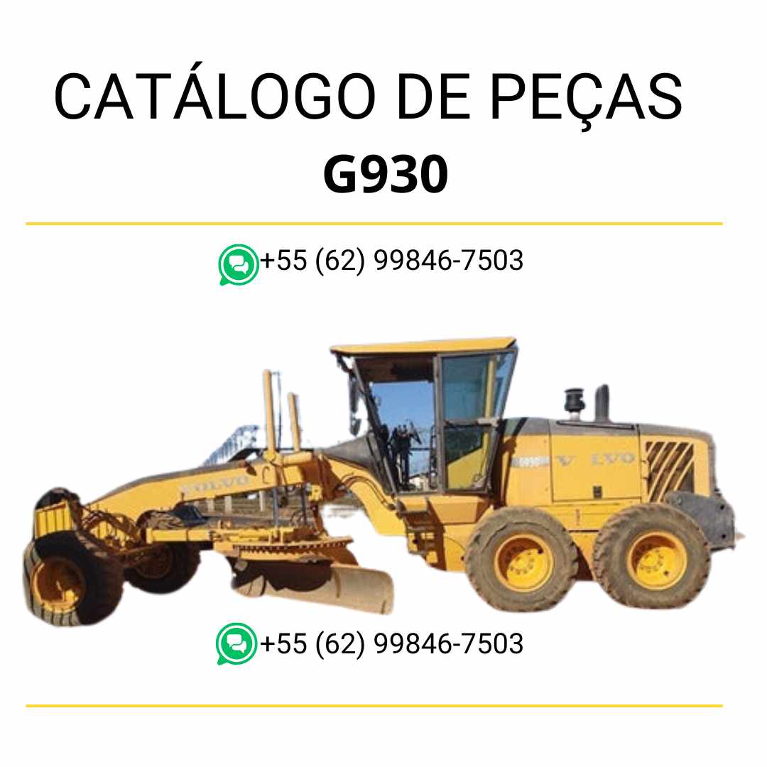 Catálogo de peças em PDF da motoniveladora Volvo G930, com diagramas técnicos completos e conteúdo em português para manutenção e reparo