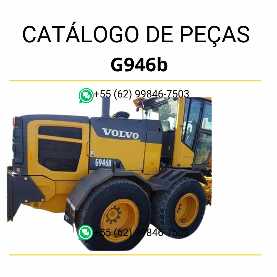 Catálogo de peças em PDF da motoniveladora Volvo G946B, com diagramas técnicos completos, conteúdo em português e códigos para manutenção precisa