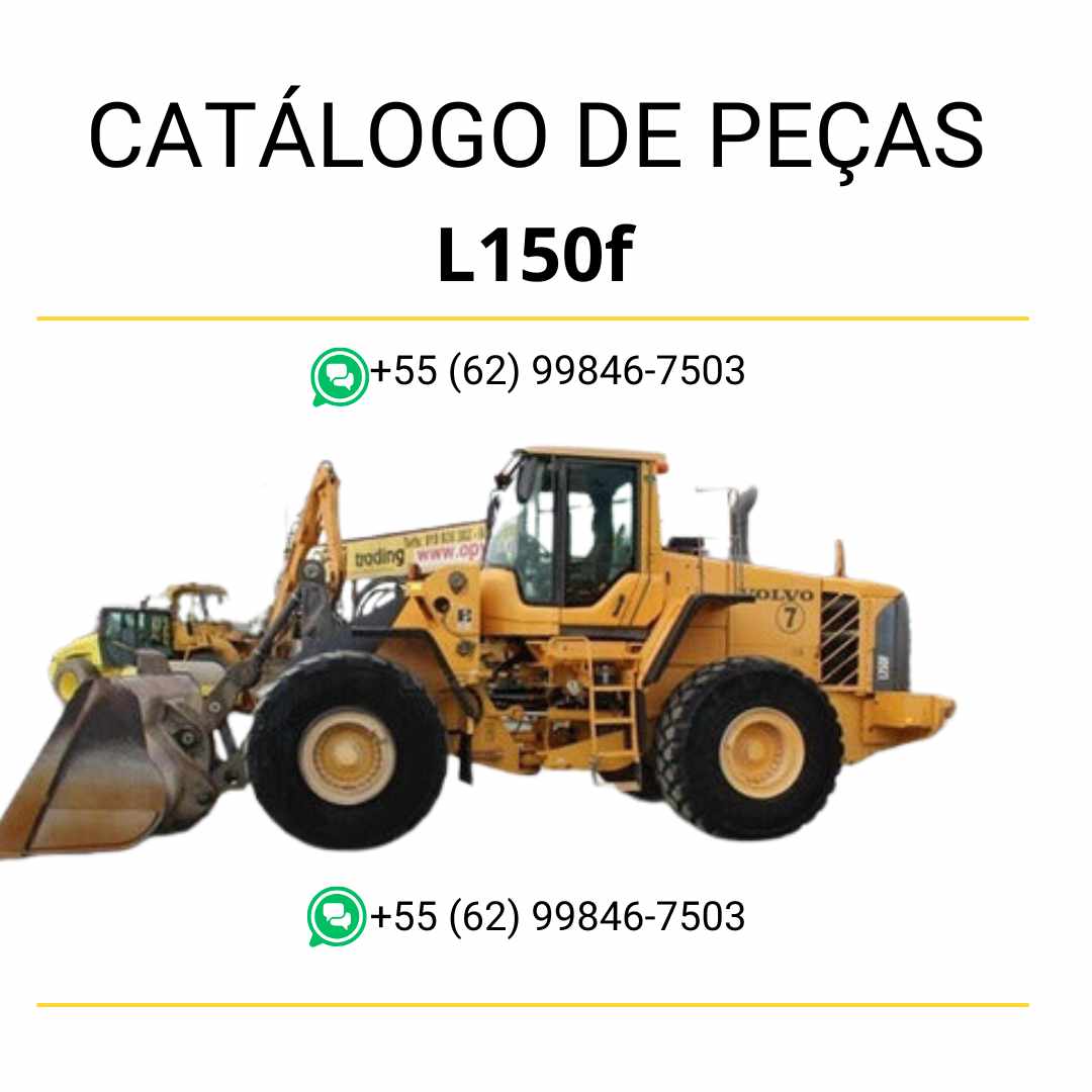 Catálogo de peças em PDF da pá carregadeira Volvo L150F, com conteúdo em português, diagramas técnicos completos e códigos detalhados de componentes