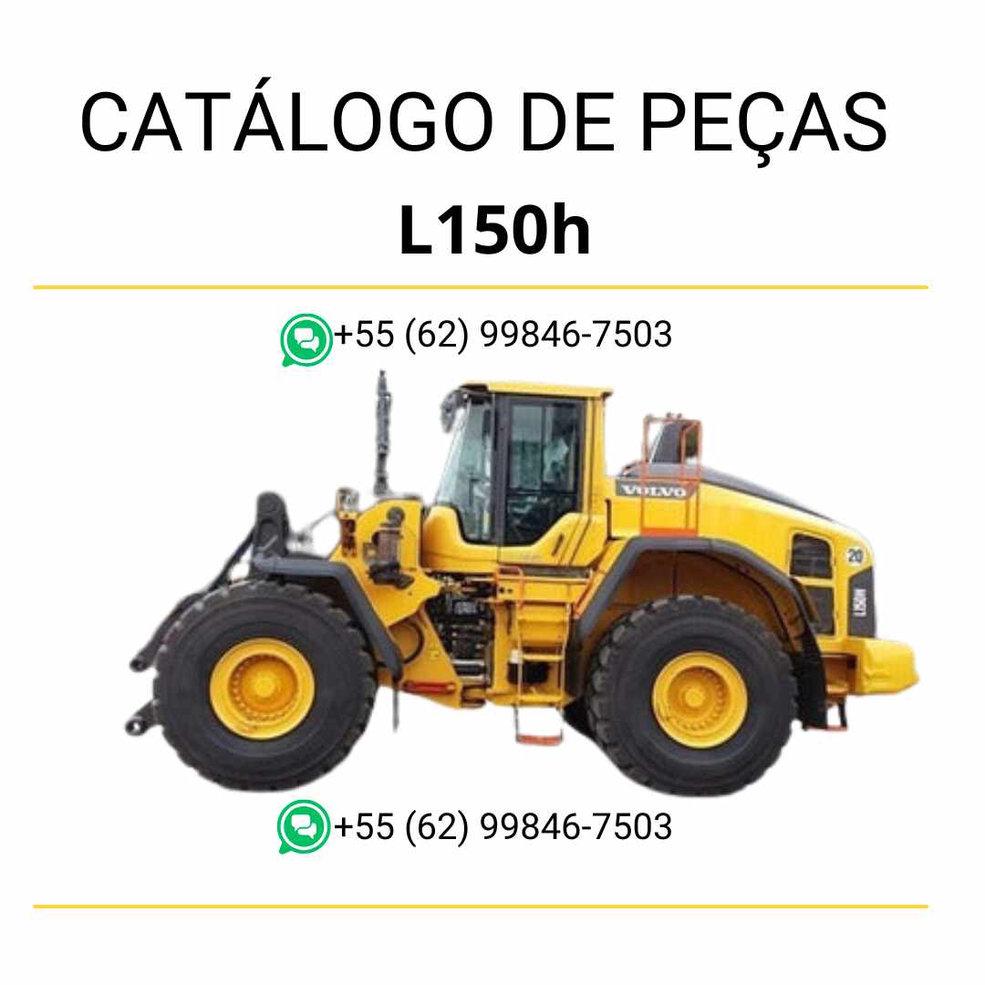Catálogo de peças em PDF da pá carregadeira Volvo L150H, com diagramas técnicos completos, conteúdo em português e códigos originais para manutenção