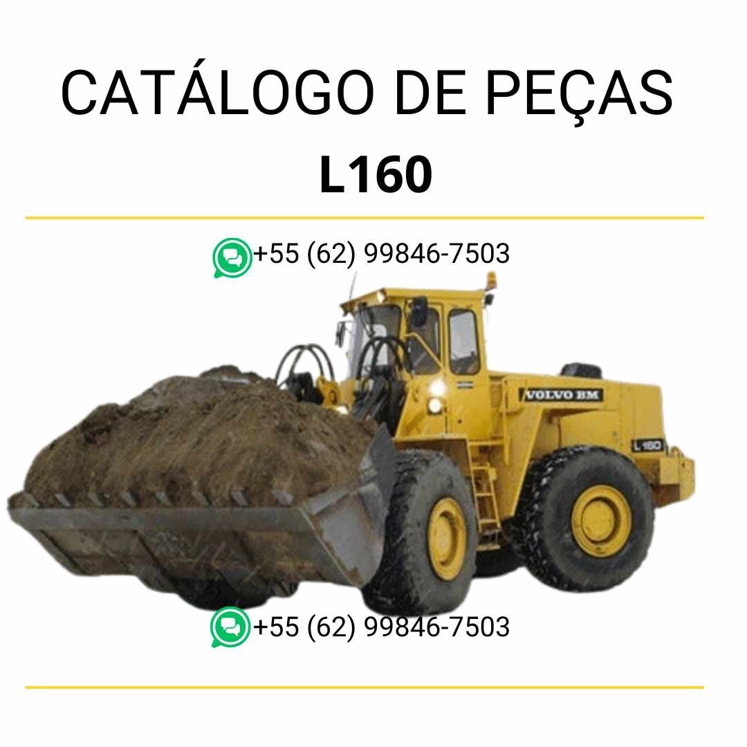 Catálogo de peças em PDF da pá carregadeira Volvo L160 BM, com conteúdo técnico em português, diagramas completos e códigos de manutenção
