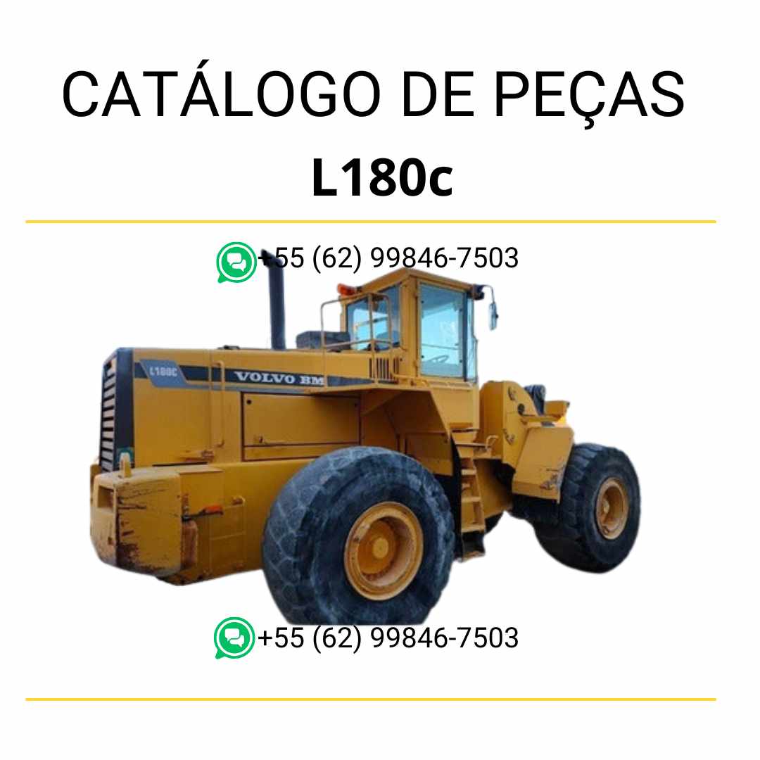 Catálogo de peças em PDF da pá carregadeira Volvo L180C BM, com conteúdo em português, diagramas técnicos completos e códigos de componentes