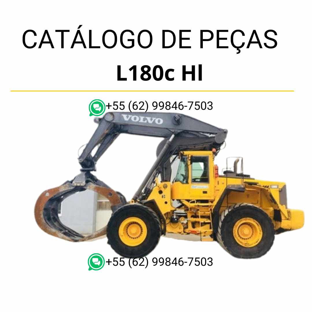 Catálogo PDF em português da carregadeira Volvo L180D HL com códigos de peças, diagramas técnicos e informações completas de montagem
