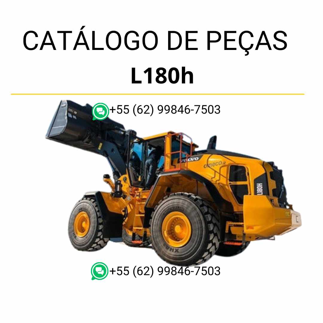 Catálogo de peças em PDF da pá carregadeira Volvo L180H, com diagramas técnicos completos, conteúdo em português e códigos detalhados para manutenção