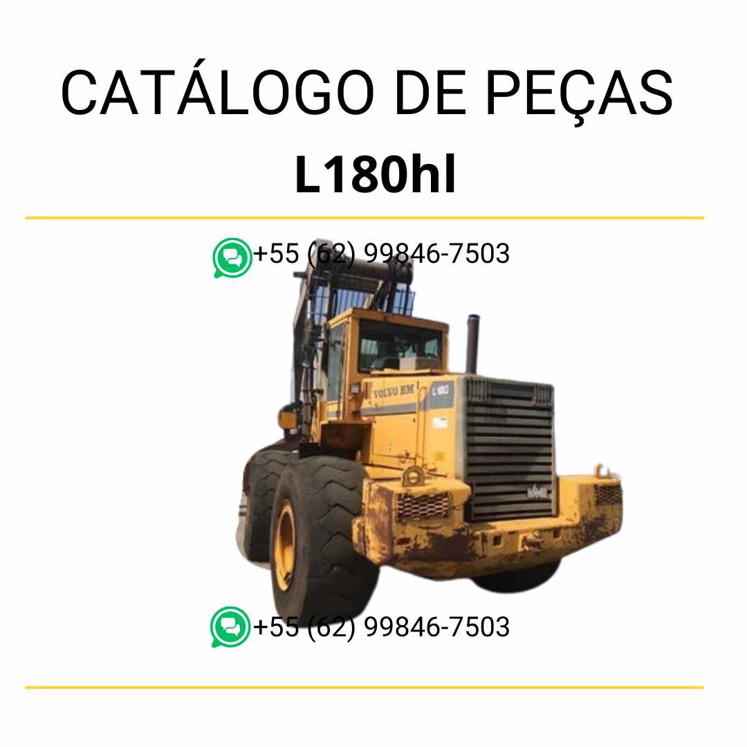 Catálogo de peças PDF da pá carregadeira Volvo L180HL BM em português, com diagramas completos e códigos técnicos detalhados