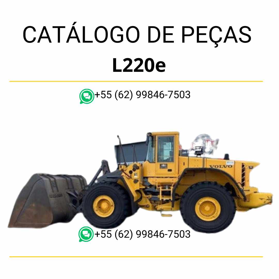Catálogo de peças PDF da pá carregadeira Volvo L220E em português, com códigos, diagramas e identificação técnica detalhada