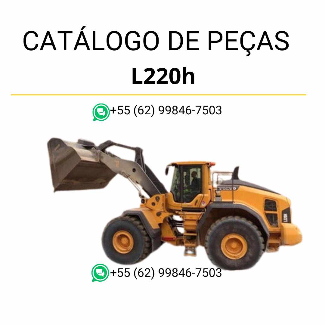 Catálogo de peças da pá carregadeira Volvo L220H em PDF, com diagramas técnicos detalhados e conteúdo em português