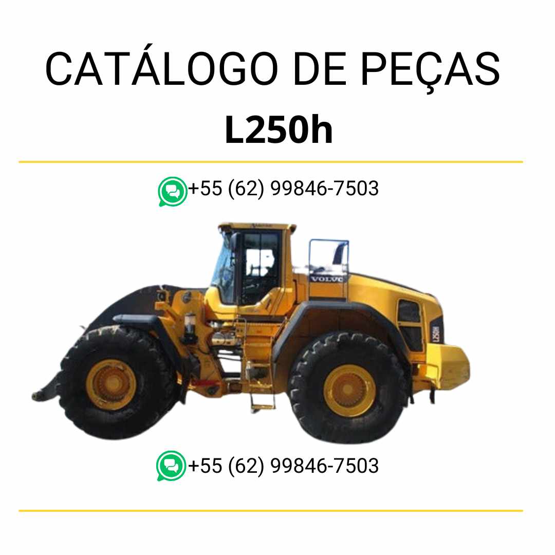 Catálogo de peças da carregadeira Volvo L250H em PDF, conteúdo técnico em português com diagramas e códigos completos