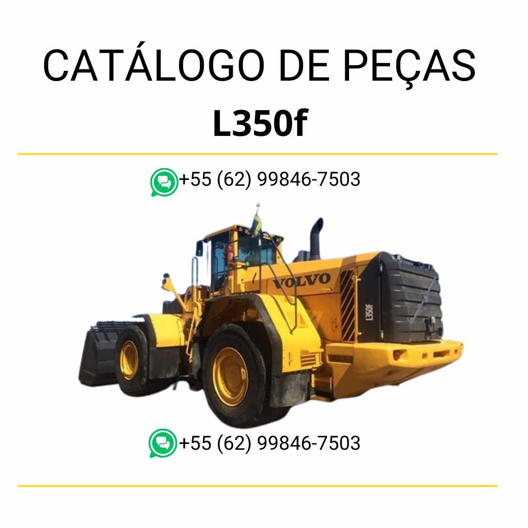 Catálogo de peças da pá carregadeira Volvo L350F em PDF, com conteúdo técnico em português, diagramas e códigos de componentes originais