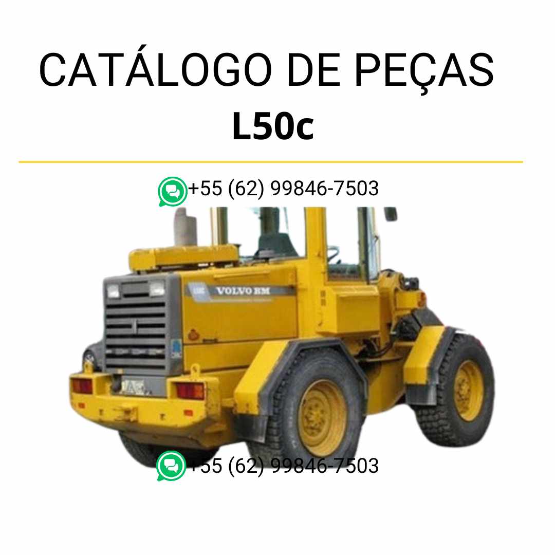 Catálogo de peças da pá carregadeira Volvo L50C BM em PDF, conteúdo técnico em português com diagramas e códigos de componentes originais