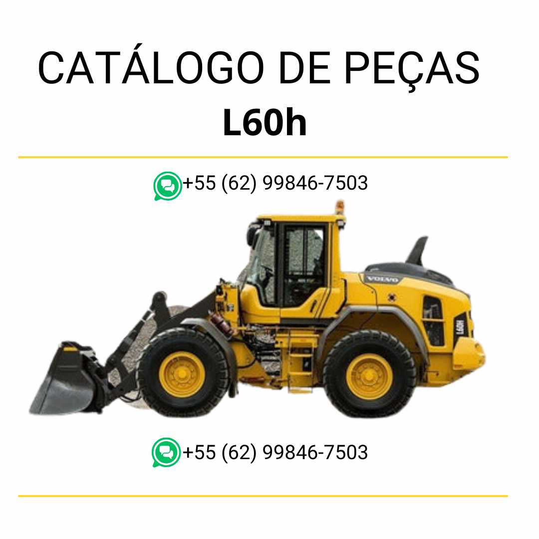 Catálogo de peças da pá carregadeira Volvo L60H em PDF, com diagramas ilustrados, códigos de componentes e conteúdo técnico em português