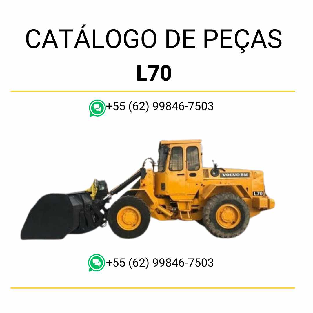 Catálogo de peças em PDF para pá carregadeira Volvo L70 BM, com conteúdo em português, diagramas técnicos e códigos de componentes