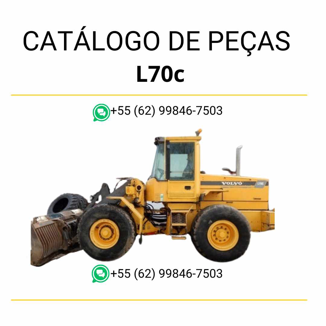 Catálogo de peças PDF da pá carregadeira Volvo L70C BM com diagramas, códigos técnicos e conteúdo em português