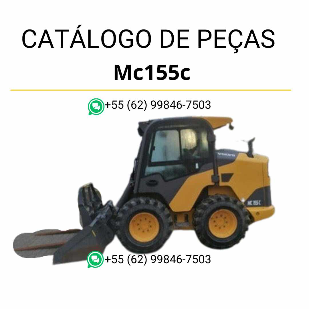 Catálogo de peças da minicarregadeira Volvo MC155C em PDF, com diagramas e códigos em português para manutenção e identificação rápida.