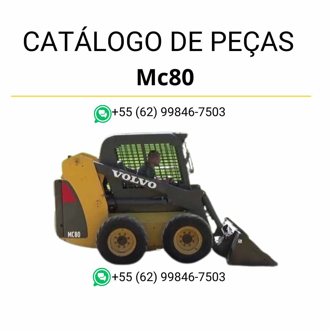 Catálogo de peças para minicarregadeira Volvo MC80 em PDF, com códigos, diagramas e conteúdo técnico em português.