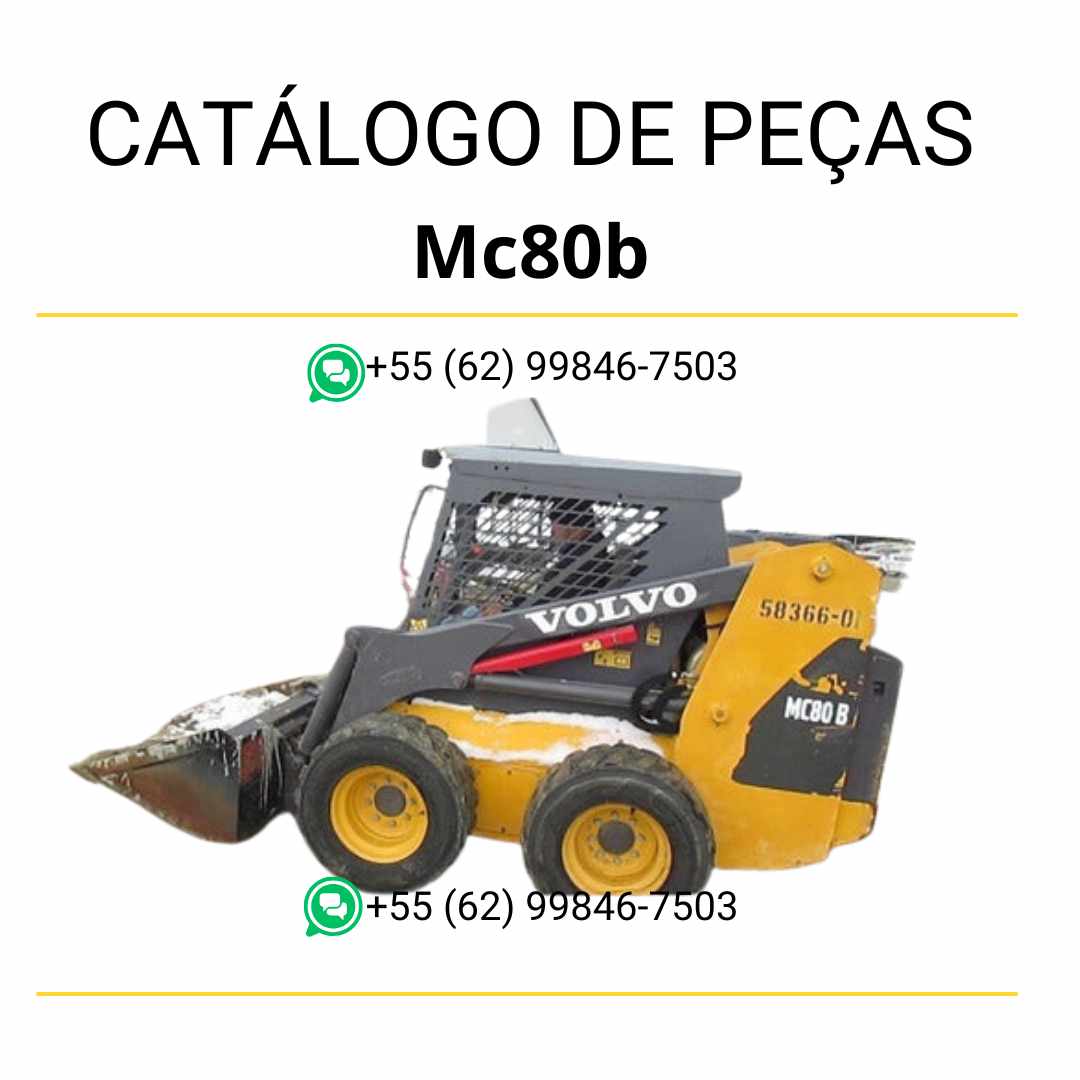 Catálogo de peças PDF da minicarregadeira Volvo MC80B, com diagramas detalhados e conteúdo técnico em português.