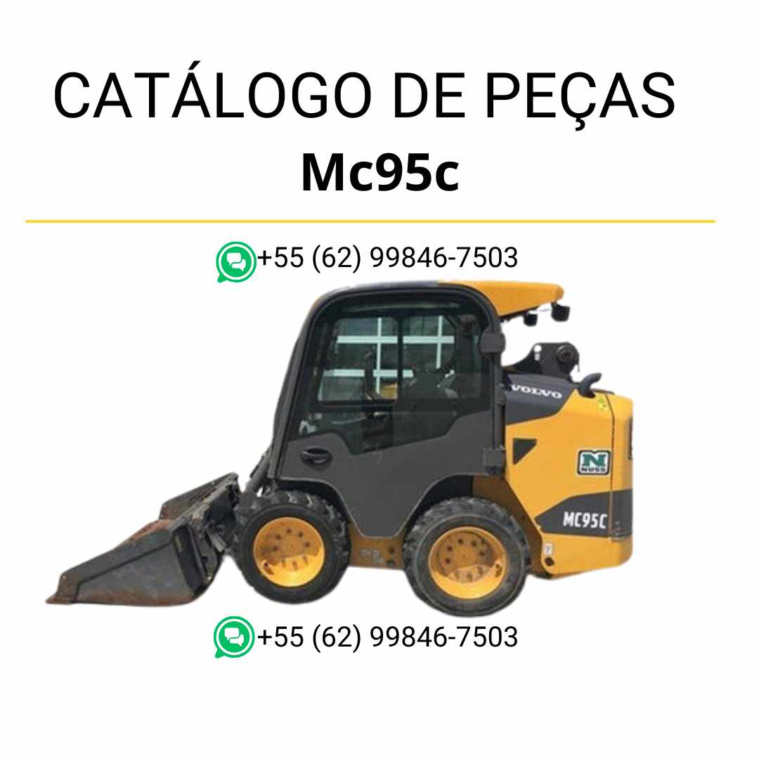 Catálogo PDF em português com peças detalhadas da minicarregadeira Volvo MC95C, incluindo códigos, vistas explodidas e diagramas técnicos