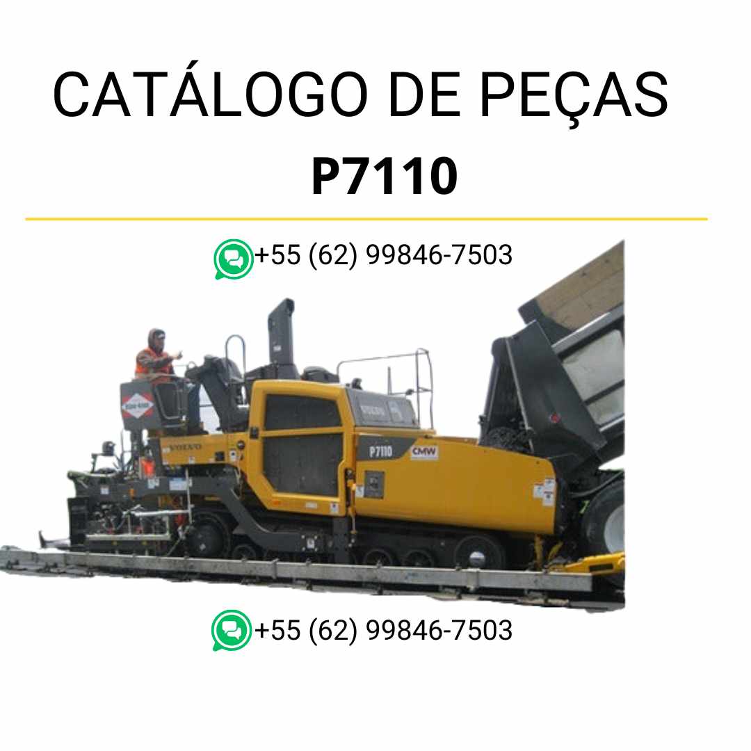 Catálogo de peças PDF da pavimentadora Volvo P7110 em português, com listas de componentes, códigos e diagramas detalhados