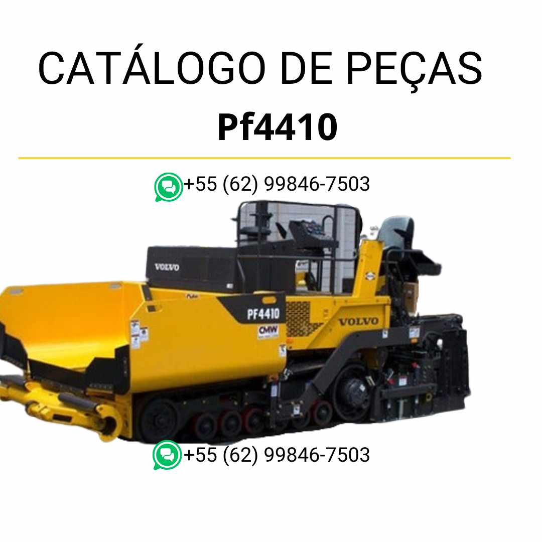 Catálogo de peças PDF da pavimentadora de esteiras Volvo PF4410, com listas técnicas e diagramas detalhados em português