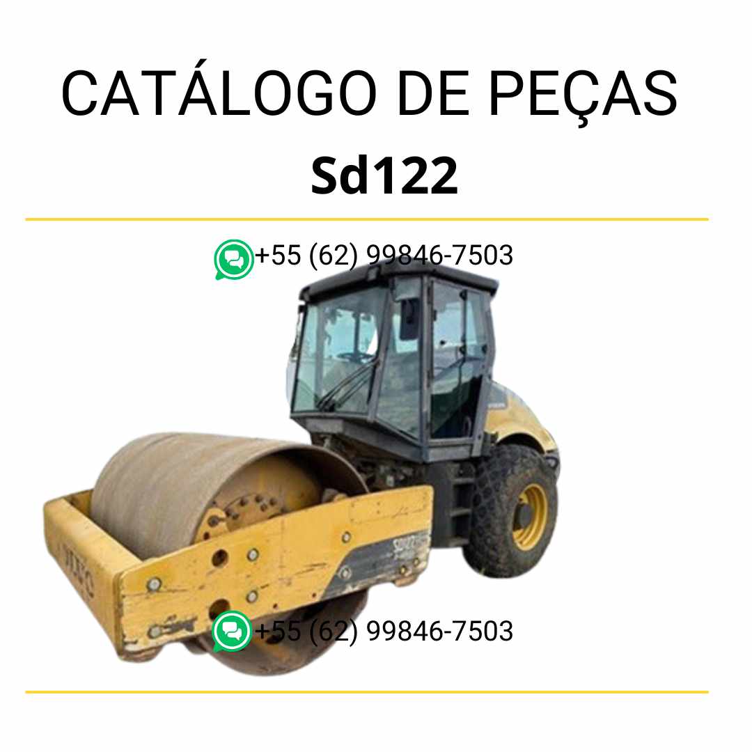 Catálogo PDF de peças para compactador de solo Volvo SD122, com ilustrações técnicas e conteúdo em português para manutenção precisa