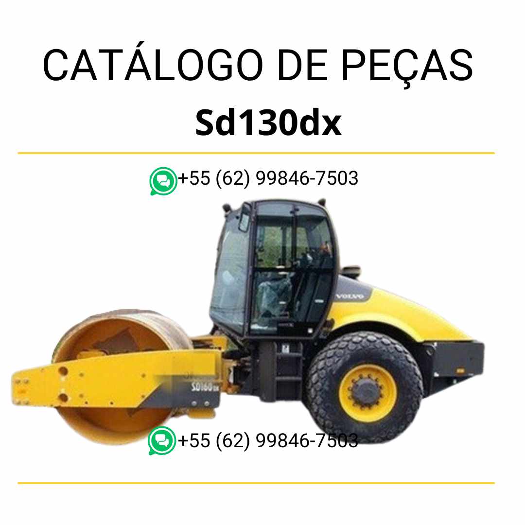 Catálogo PDF de peças para compactador Volvo SD130DX, com diagramas completos em português para identificação e manutenção precisa