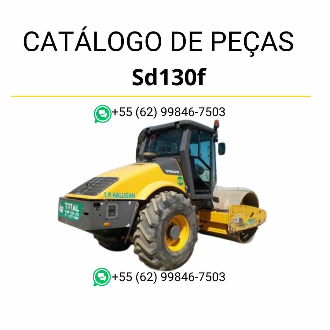 Manual de peças em PDF do compactador Volvo SD130F, com listas detalhadas e diagramas técnicos em português para manutenção eficiente