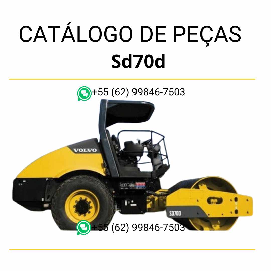 Catálogo de peças em PDF para compactador Volvo SD70D, com conteúdo técnico ilustrado em português, ideal para manutenção e reposição eficiente