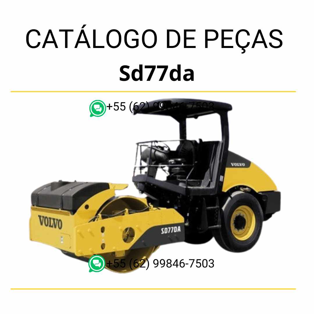 Catálogo PDF de peças do compactador de solo Volvo SD77DA em português, com diagramas técnicos e códigos completos para manutenção