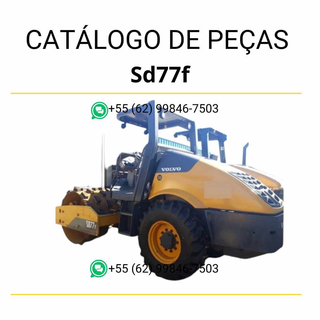 Catálogo de peças PDF do compactador Volvo SD77F, com conteúdo técnico em português e diagramas completos para manutenção e identificação de componentes.