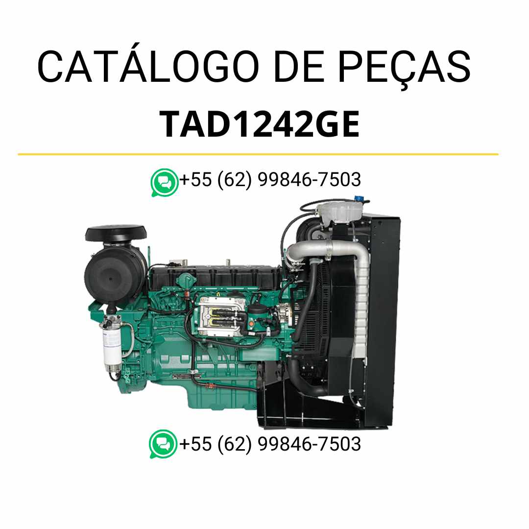 Catálogo PDF em português com códigos de peças dos motores Volvo TAD1240GE, TAD1241GE e TAD1242GE, incluindo diagramas técnicos