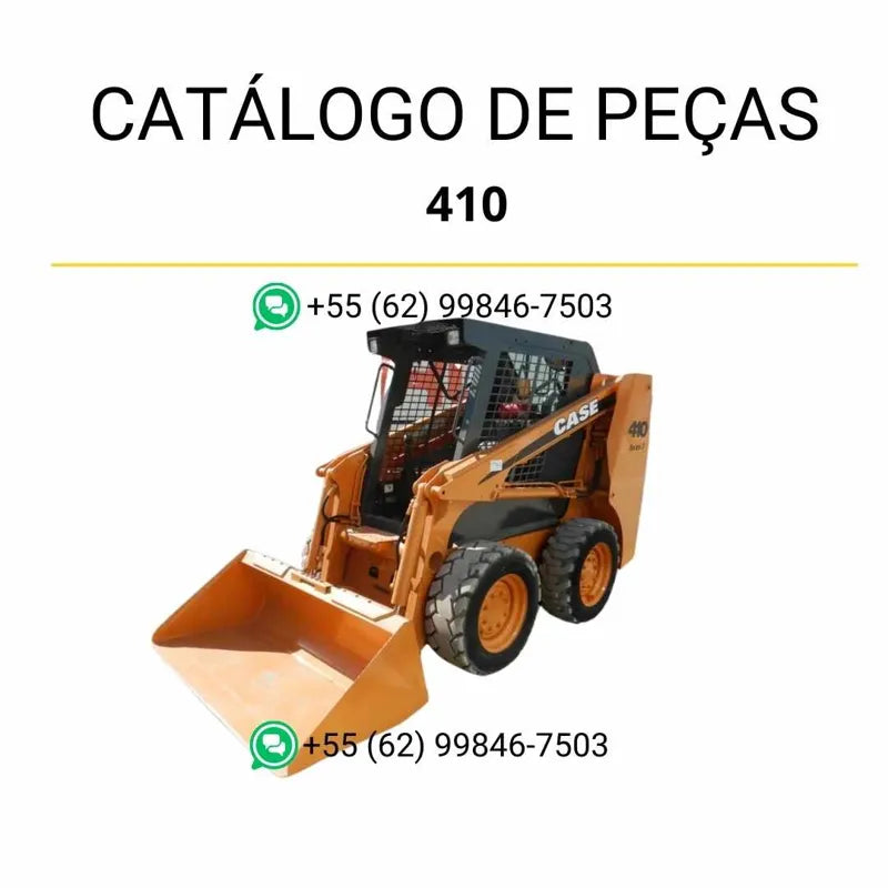 Catálogo de peças CASE 410 em PDF, com diagramas detalhados e identificação completa dos componentes da minicarregadora.