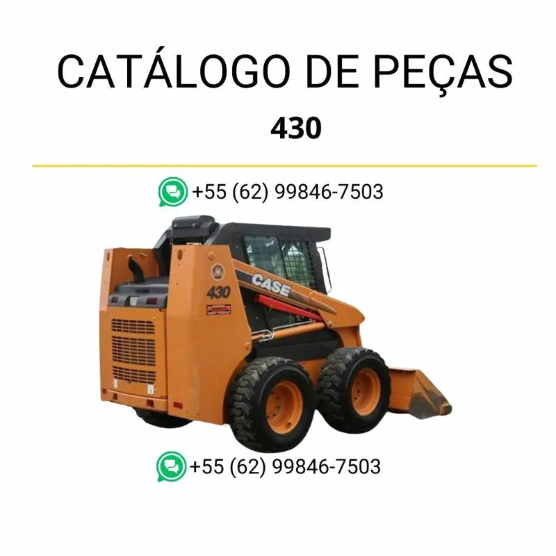 Catálogo de peças CASE 430 em PDF, com diagramas ilustrados e identificação completa dos conjuntos da minicarregadora.