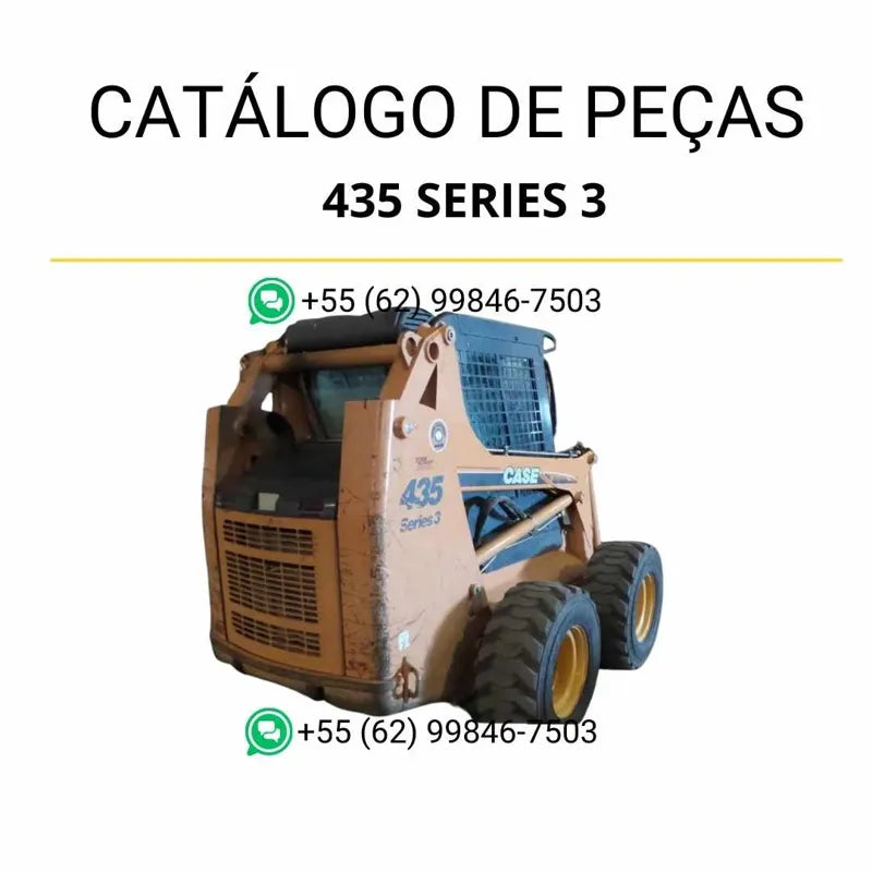 Catálogo de peças CASE 435 Series 3 em PDF, com diagramas técnicos e identificação detalhada dos componentes da minicarregadeira.