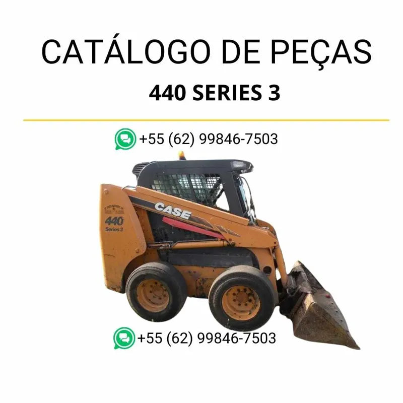 Catálogo de peças CASE 440 Series 3 em PDF, com diagramas técnicos e identificação completa dos componentes da minicarregadeira.