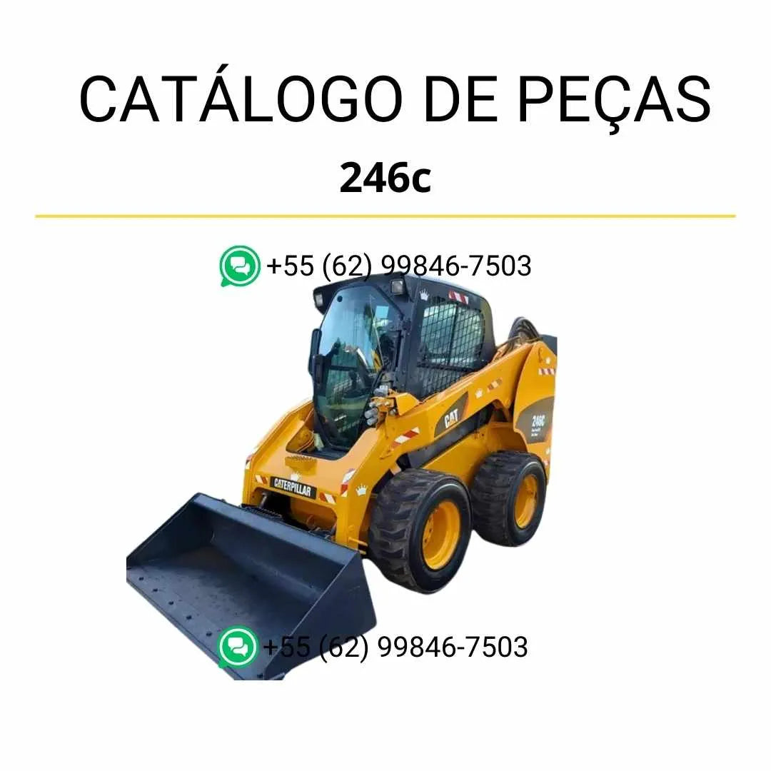 Catálogo de peças da minicarregadeira Caterpillar 246C em PDF com diagramas técnicos completos e lista detalhada de componentes originais.