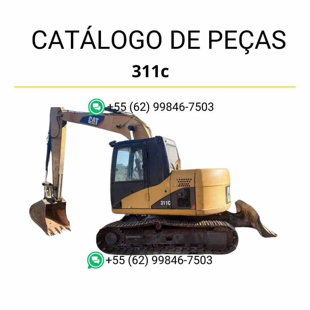 Catálogo de peças Caterpillar 311C em PDF com ilustrações técnicas detalhadas e identificação completa dos componentes da escavadeira.