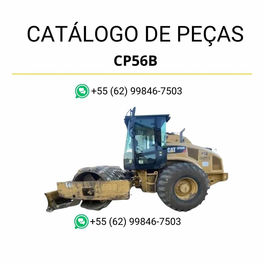 Catálogo de peças Caterpillar CP56B em PDF com ilustrações técnicas completas e identificação precisa dos componentes originais do rolo compactador vibratório.