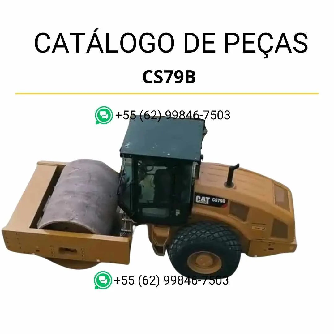 Catálogo de peças Caterpillar CS79B em PDF com diagramas detalhados e identificação completa de todos os componentes originais da máquina.