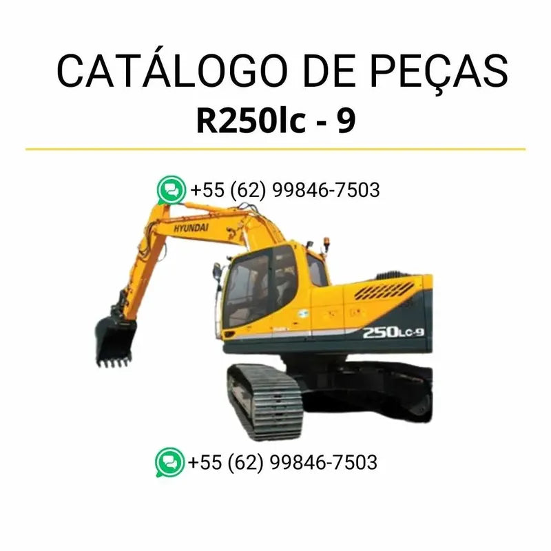 Catálogo de peças Hyundai R140W-9 em inglês, com diagramas técnicos detalhados, ilustrações completas e identificação precisa dos componentes em PDF.