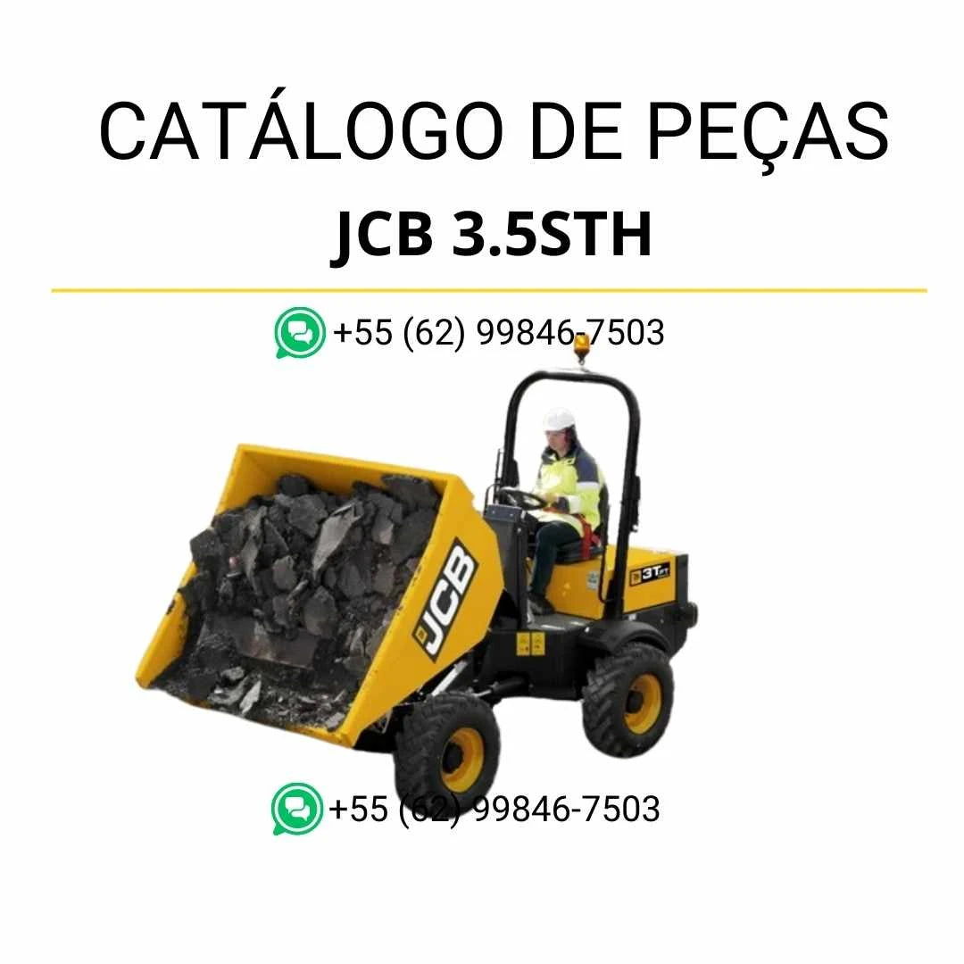 Catálogo de peças JCB 3.5STH Site Dumper em PDF, com ilustrações técnicas detalhadas e identificação completa dos componentes originais