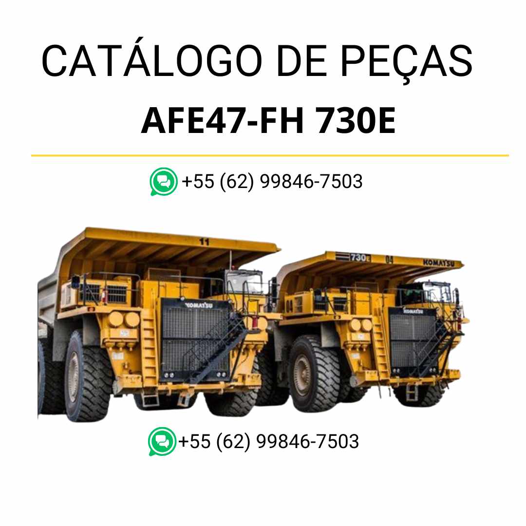 Catálogo de peças Komatsu 730E em PDF com ilustrações técnicas e identificação detalhada dos componentes do caminhão basculante