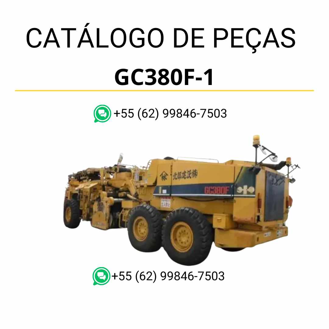 Catálogo de peças Komatsu GC380F-1A em PDF para road cutters, com ilustrações técnicas detalhadas e lista completa de componentes originais